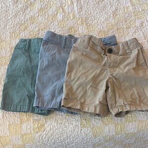 Bundle of 4T Boys Shorts Trio in Tan, Blue, and Green